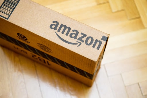 An Amazon parcel lying on the floor