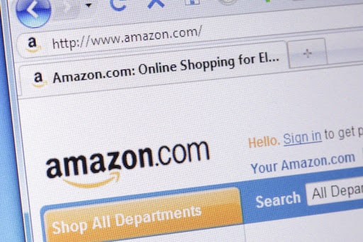 Closeup image of a portion of the amazon.com homepage displayed in a browser