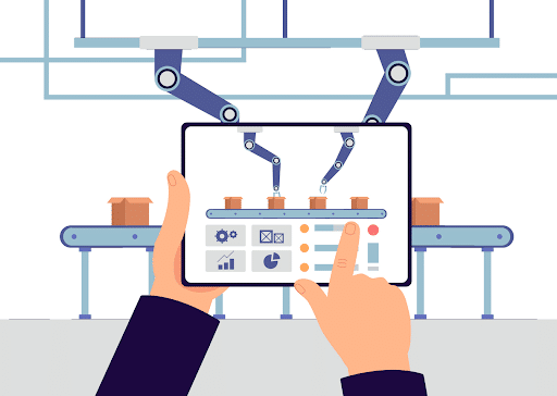  Improving Amazon supply chain - Businessman using a tablet device to manage product orders and deliveries.