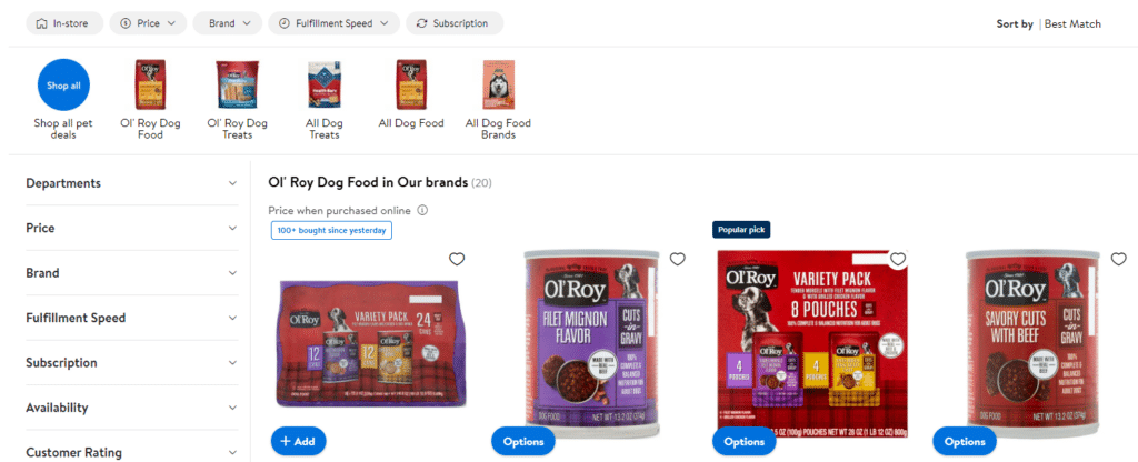 Ol' Roy products on Walmart.com.