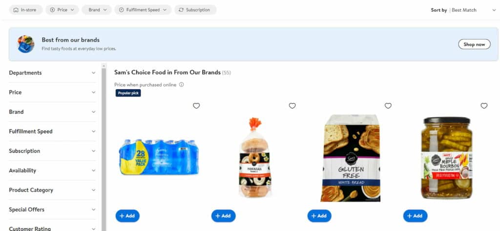 Sam's Choice products on Walmart.com