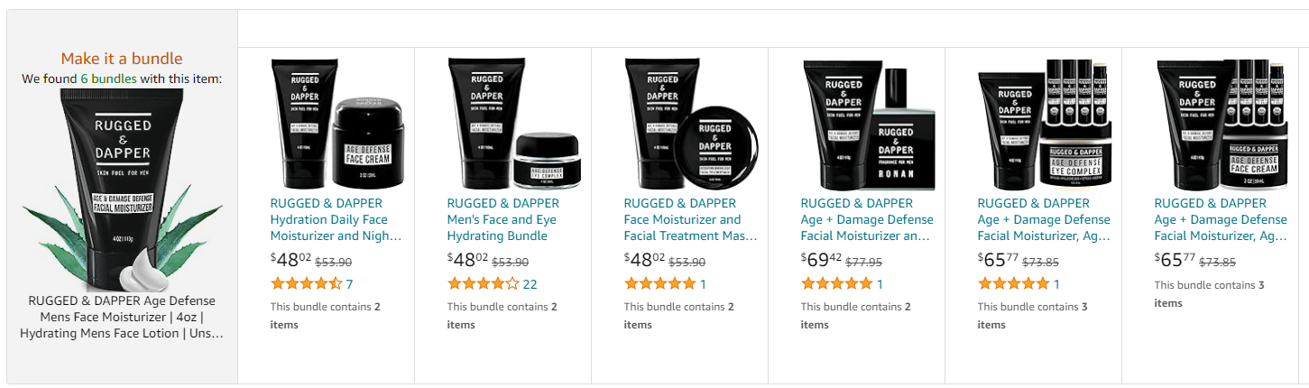 Men's skincare products in Amazon bundles.