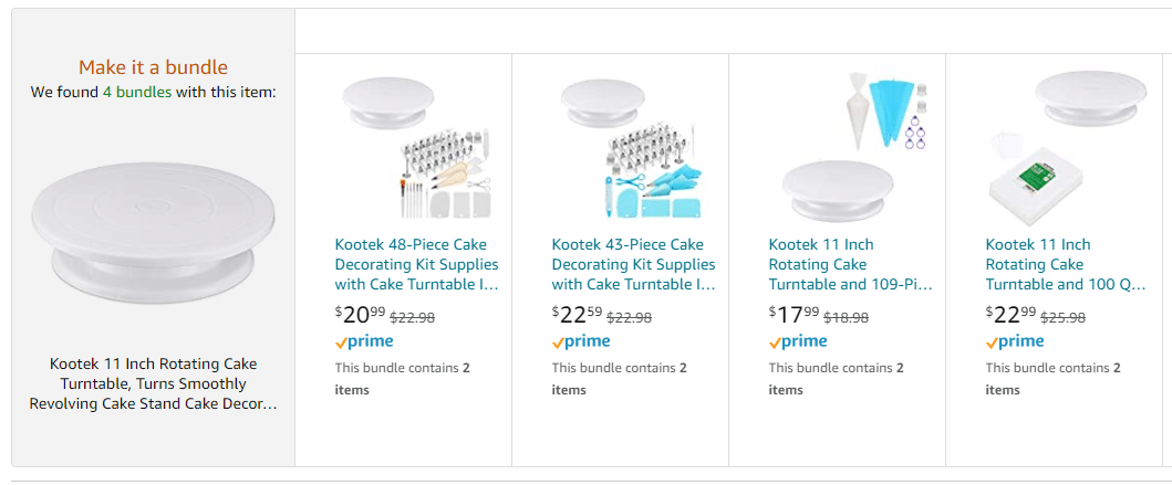 Amazon bundles of cake decorating supplies.